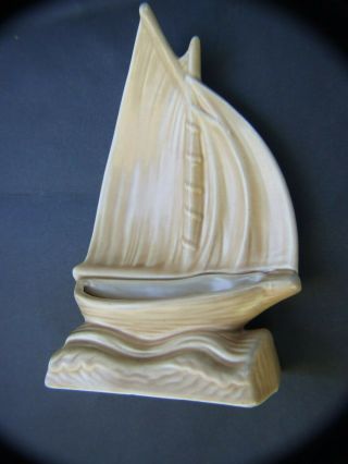 Antique Art Deco Sylvac Pottery Yacht - Sail Boat - Posy Vase Ornament 1930 