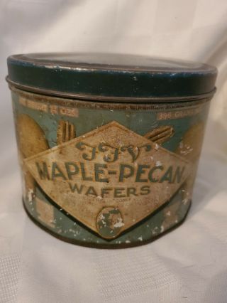 Vintage Ffv Maple - Pecan Wafers Tin Southern Biscuit Company Virginia 4.  5 " Tx 6 " W