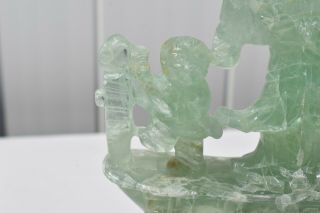 AWESOME ANTIQUE CARVED FLUORITE/QUARTZ STONE OF GUAN YIN AND HER ATTENDANTS 觀音雕像 2