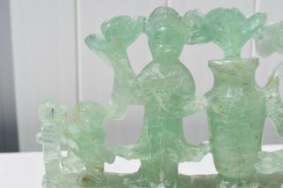 AWESOME ANTIQUE CARVED FLUORITE/QUARTZ STONE OF GUAN YIN AND HER ATTENDANTS 觀音雕像 3