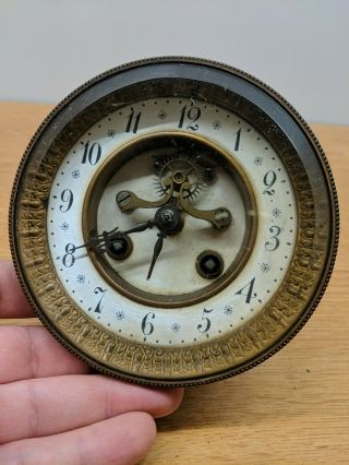 Vintage Antique Marti French Mantle Clock Open Escapement Movement Face Glass