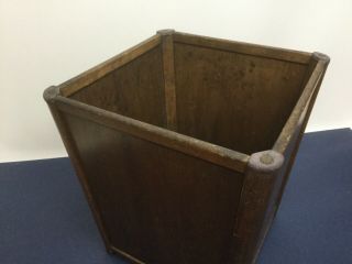 Vintage Mid Century Modern MCM Square Wood Trash Can Bin Waste Basket Office 2
