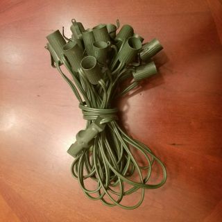 Vintage Hard To Find Ge 20 Clip - On C - 7 End To End Green Rubber Wire String Usa