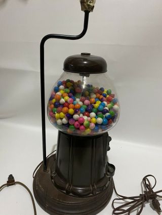 Vintage Antique Bubble Gum Gumball Machine Fashioned Into A Lamp In The 1960s