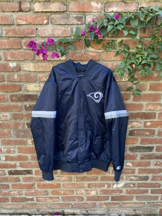 Vintage Los Angeles Rams Starter Jacket Size Xxl Mens Stripe Blue Football