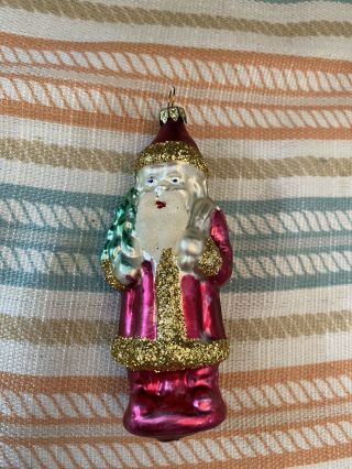 Christopher Radko Vintage Santa Blown Glass Christmas Ornament