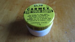 Vintage Carmex Lip Balm Milk Glass Container,  Metal Lid,  Almost Full $1.  19 Lid