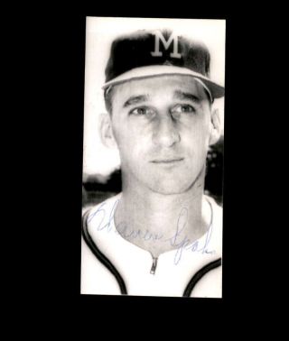 Warren Spahn Signed Vintage 1950`s 2x4 Photo Autograph Milwaukee Braves