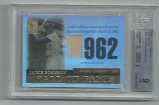 Jackie Robinson 2004 Topps Tribute Game Bat Card Brooklyn Dodgers Bgs 9