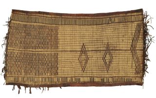 Old African Tuareg Art Woven Straw Leather Carpet Mat Niger Mali Sahara Desert