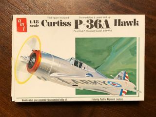 Vintage Amt Curtis P - 36a Hawk 1/48 Scale Model Kit T645 Complete