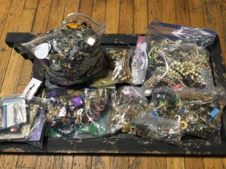 Massive Costume Jewelry Scrap Repurpose Crafts 21 Pounds Vintage To Now