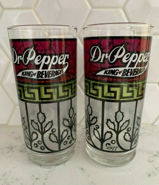 Vintage 1977 Dr.  Pepper King Of Beverages Drinking Glasses - Set Of 2