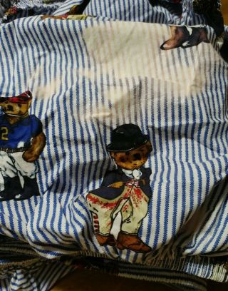 Vintage Ralph Lauren Polo Bear Sheet Set Queen Flat And Fitted No Pillowcases 3