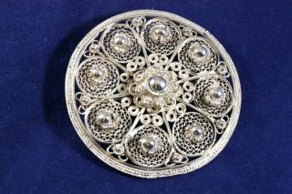 One Vintage Silver Wire Work Pin (india).  Marked 925.