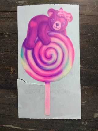 Vintage Lisa Frank Sweet Bear Lollipop Sucker Pink Bow 80s Htf Heart Rainbow