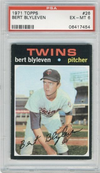1971 Topps Baseball 26 Bert Blyleven Rc Hof Ex - Mt Psa 6