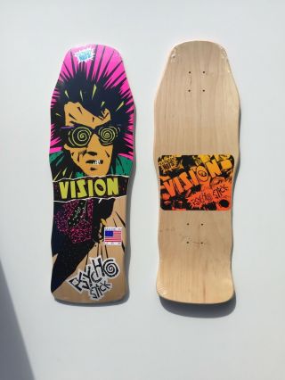 Vision Psycho Stick Old School Reissue Skateboard Deck Natural Stain Us Made