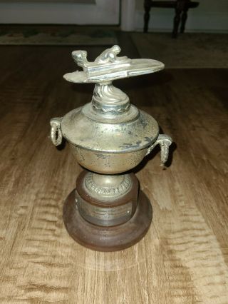 Vintage Speed Boat Racing Trophy Metal With Wood Base Tidewater Virginia 1960 