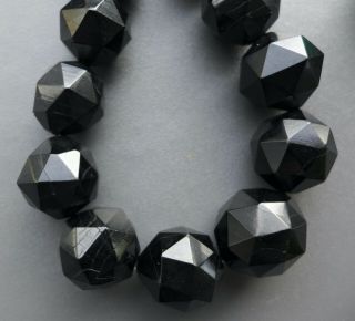 Fine,  Very Chunky,  Antique Victorian Faceted Whitby Jet Bead Mourning Necklace