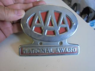 Vintage Aaa National Award Emblem License Plate Topper