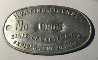 California Hunting License Pin Badge Metal