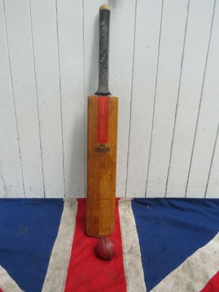 Grays Nicholls Antique Vintage English Wooden Cricket Bat And Ball Man Cave