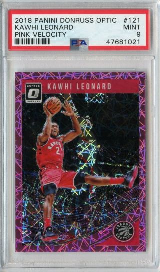 2018 - 19 Panini Optic Kawhi Leonard Pink Velocity 70/79 121 Psa 9 Clippers