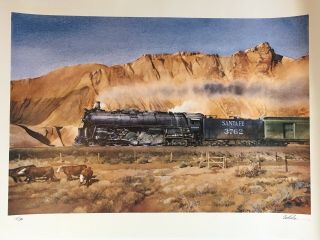Santa Fe Train Locomotive Print By Ted Rose Limited Edition 15/50