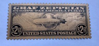 Vintage Graf Zeppelin Europe Pan America Flight Us Postage Copper Commemorative