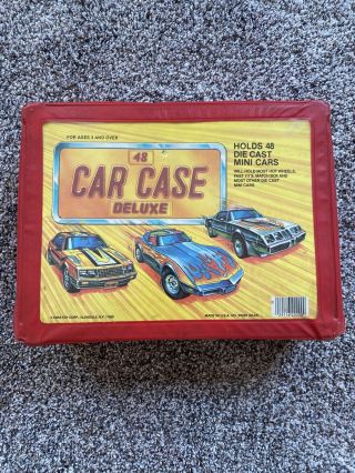 Vintage Tara Toy Corp Die Cast 48 Car Deluxe Red Vinyl Case Usa