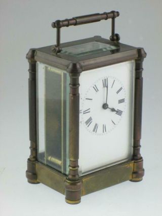 Large Antique 19th Century Brass Mantel Carriage Clock Circa 1890