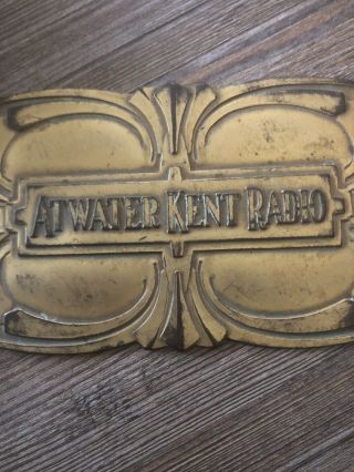 Vintage Atwater Kent Radio Brass Name Plate