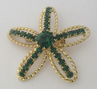 Vintage Emerald - Green Rhinestone Starfish Brooch