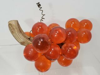 Vintage Grape Cluster Mid Century Orange Amber Lucite Acrylic Driftwood
