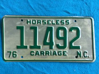 1976 North Carolina Horseless Carriage License Plate Tag