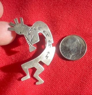 Vintage Navajo Indian Signed J J Kokopelli Sterling Silver Pin Brooch