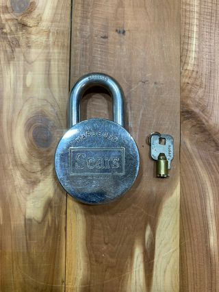 Vintage Heavy Duty Sears Hardened Pad Lock With One Key