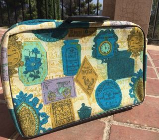 Vintage Small Fabric Suitcase With Key Made In Japan 18 " X11 " X4 "