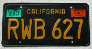 1963 California Passenger License Plate Rwb 627 With 