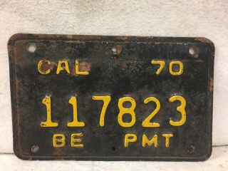 Vintage 1970 California License Plate (be Pmt)