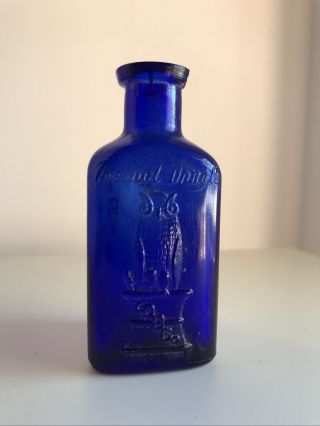 Antique The Owl Drug Co.  Three Sided Poison Bottle