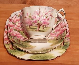 Vintage Royal Albert Blossom Time 3 - Piece Set: Cup,  Saucer & Cake Plate