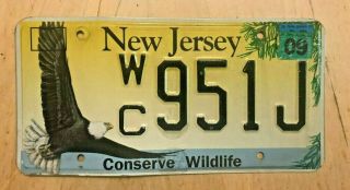 Jersey License Plate " Wc 951 J " Nj Conserve Wildlife American Bald Eagle