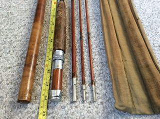 Nice/Classic 8 - 1/2” 3 Pc.  Split Bamboo Fly Rod W/Tip Holder/Sock NR 2