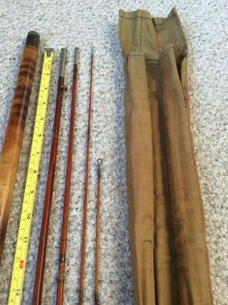 Nice/Classic 8 - 1/2” 3 Pc.  Split Bamboo Fly Rod W/Tip Holder/Sock NR 3