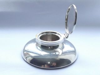 Antique Solid Silver Sterling Inkwell,  Capstan,  Charles Boyton & Son London 1921
