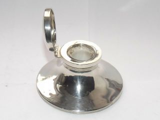 Good Antique Solid Silver Sterling Inkwell,  England Hallmarked Chester 1914