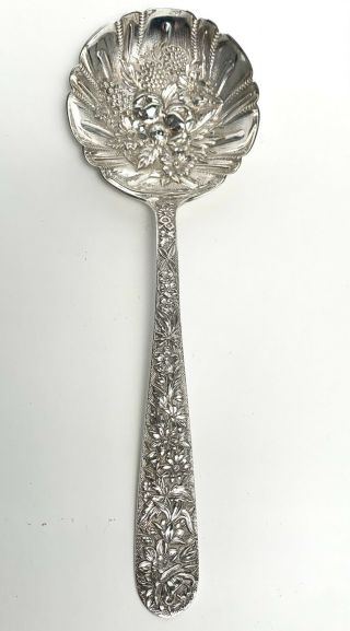 Kirk & Son Repousse Large Serving Spoon Fancy Hammered Sterling Silver