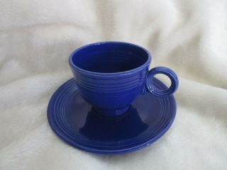 Vintage Fiestaware Teacup/coffee Cup & Saucer,  Cobalt Blue